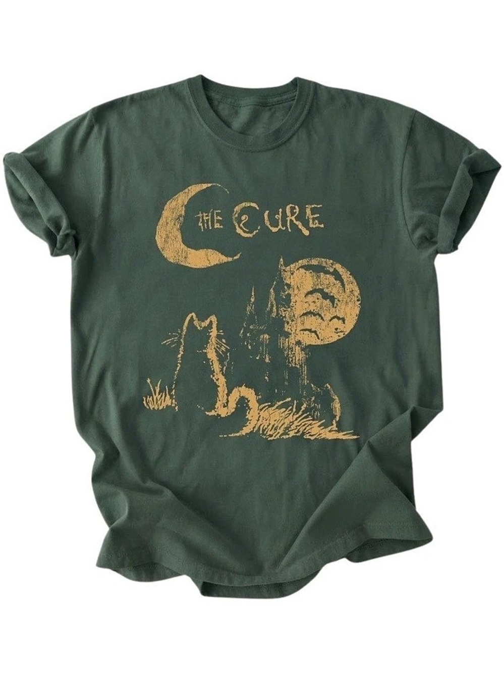 The Cure Dark Forest Moon Cat Castle Graphic Gildan T-Shirt